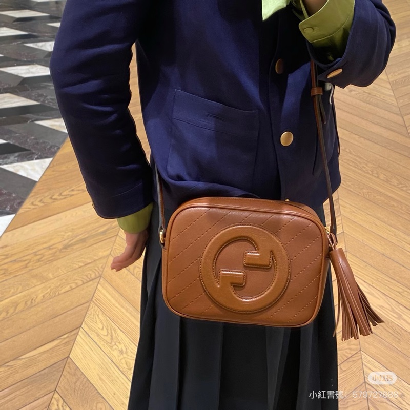 莉亞精品♡Gucci 742360 焦糖牛皮相機斜背包 九新美包-2