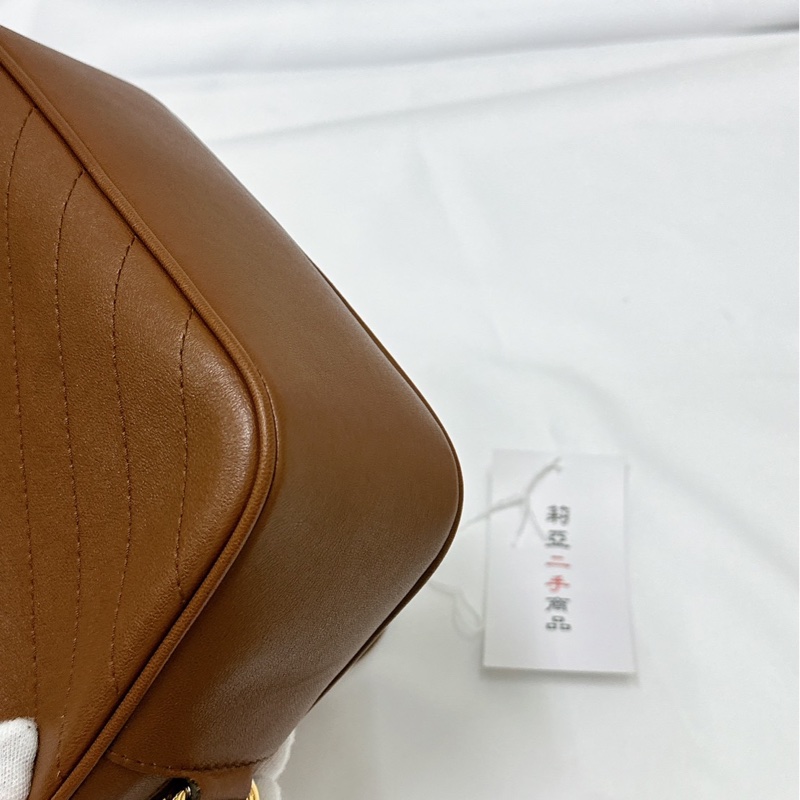 莉亞精品♡Gucci 742360 焦糖牛皮相機斜背包 九新美包-10