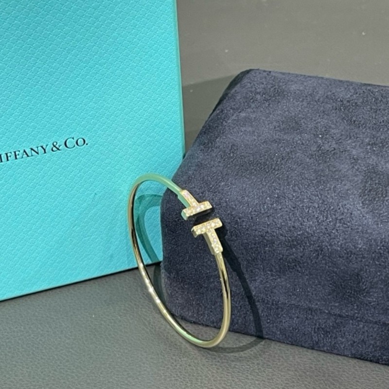 蒂芬妮 Tiffany18k 黃金 鑽石手環M號 狀況不錯-1