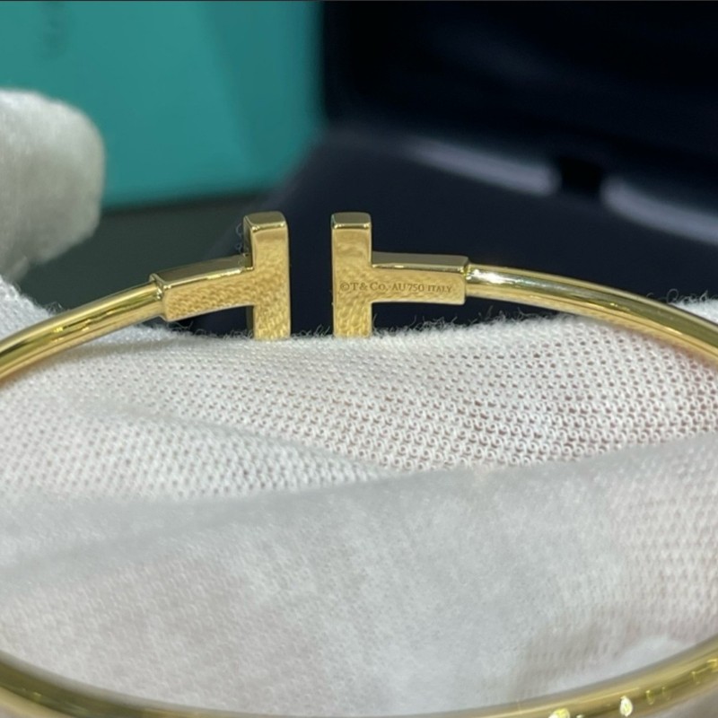 蒂芬妮 Tiffany18k 黃金 鑽石手環M號 狀況不錯-2