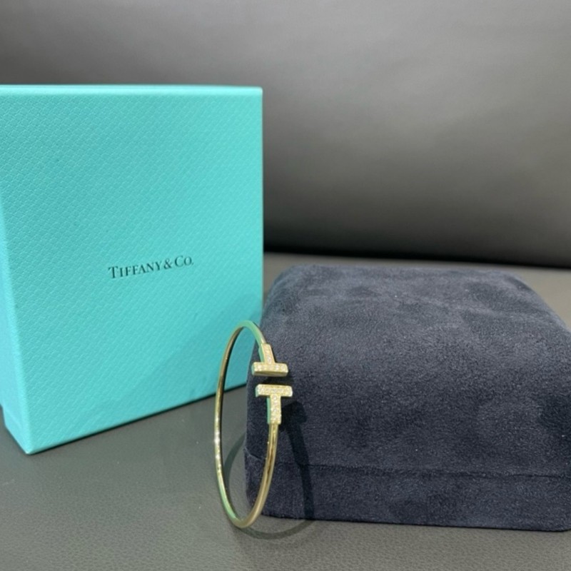 蒂芬妮 Tiffany18k 黃金 鑽石手環M號 狀況不錯-3