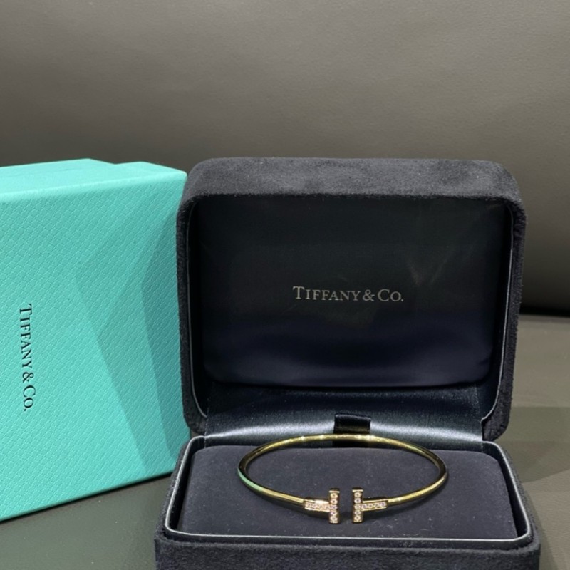 蒂芬妮 Tiffany18k 黃金 鑽石手環M號 狀況不錯-4