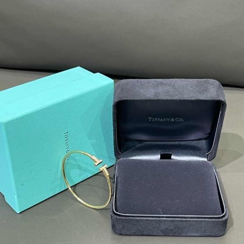 蒂芬妮 Tiffany18k 黃金 鑽石手環M號 狀況不錯-5
