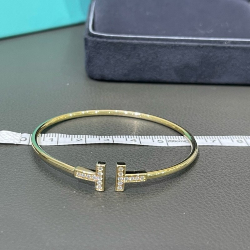 蒂芬妮 Tiffany18k 黃金 鑽石手環M號 狀況不錯-6