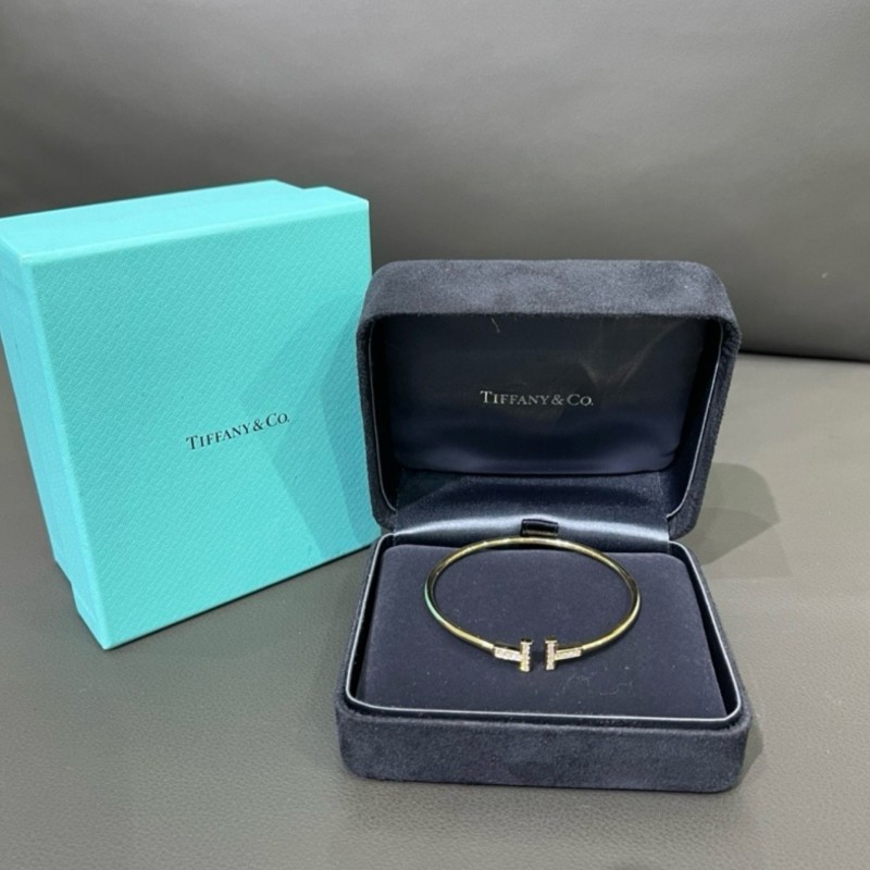 蒂芬妮 Tiffany18k 黃金 鑽石手環M號 狀況不錯-7