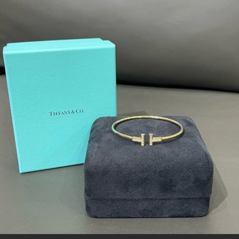 蒂芬妮 Tiffany18k 黃金 鑽石手環M號 狀況不錯-8