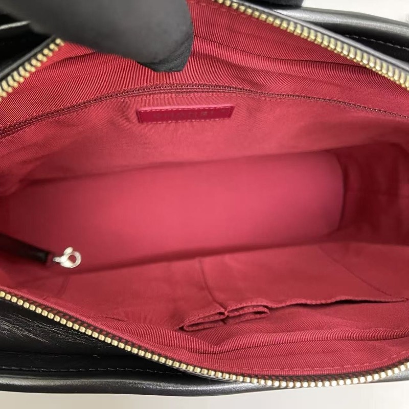 Chanel香奈兒 黑金全皮菱格大號流浪包 25開 肩背包-7