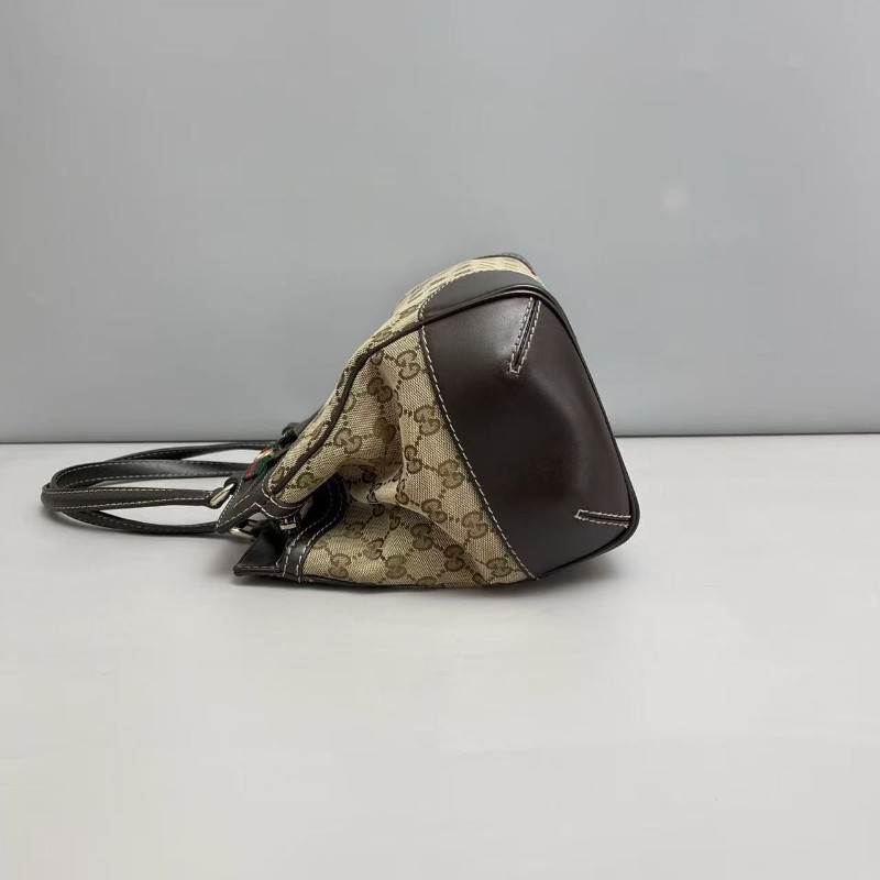 Gucci古馳 老花雙G蝴蝶結拼皮 手提包 肩背包-4