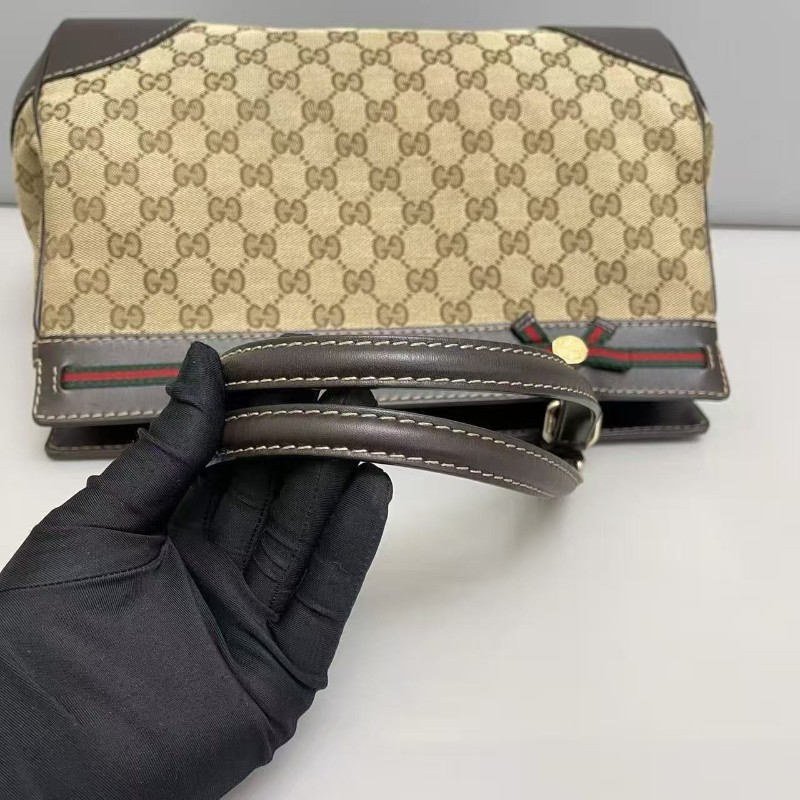 Gucci古馳 老花雙G蝴蝶結拼皮 手提包 肩背包-6