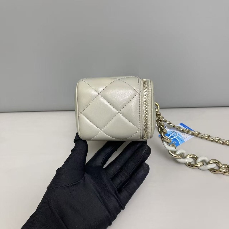 Chanel香奈兒 灰色全皮菱格盒子包 斜背包肩背包 31開-2