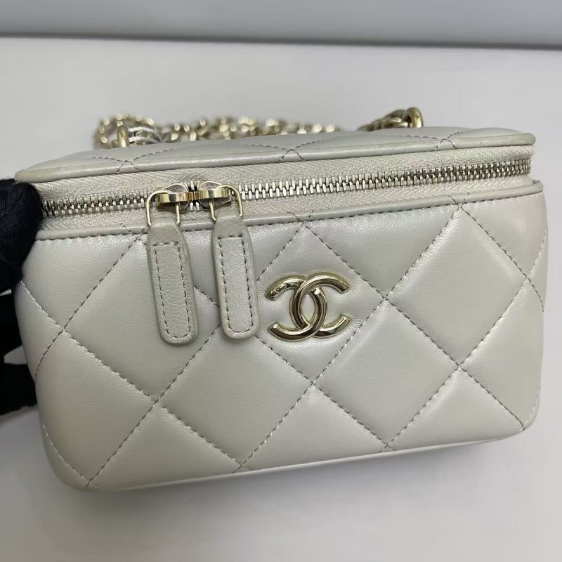 Chanel香奈兒 灰色全皮菱格盒子包 斜背包肩背包 31開-6