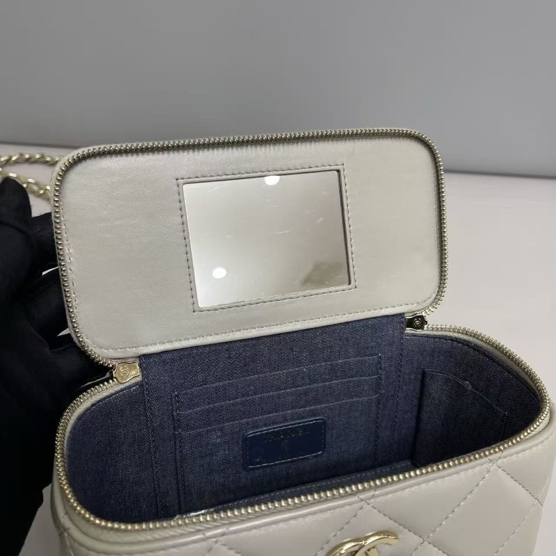 Chanel香奈兒 灰色全皮菱格盒子包 斜背包肩背包 31開-7