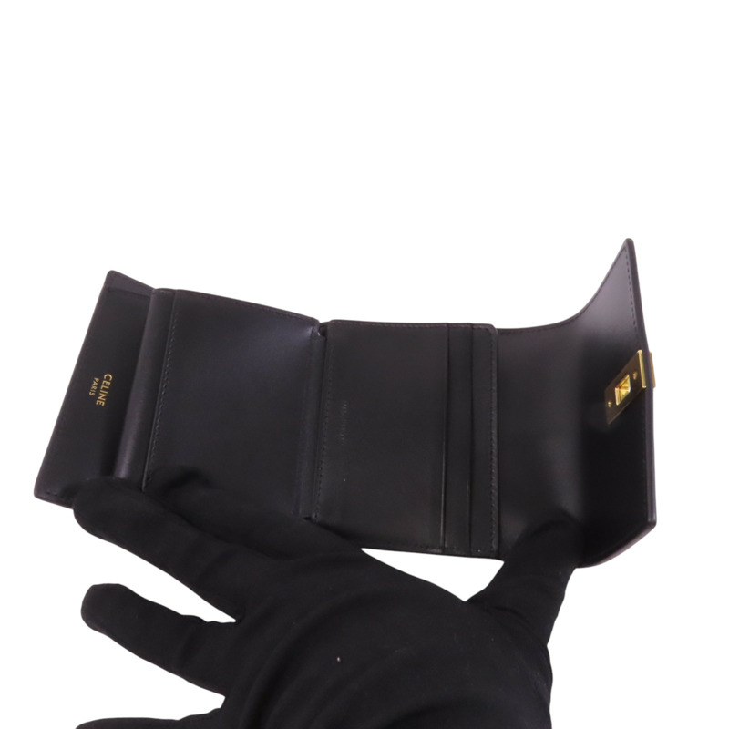 CELINE 牛皮皮革16 Trifold Wallet金扣短錢包-5