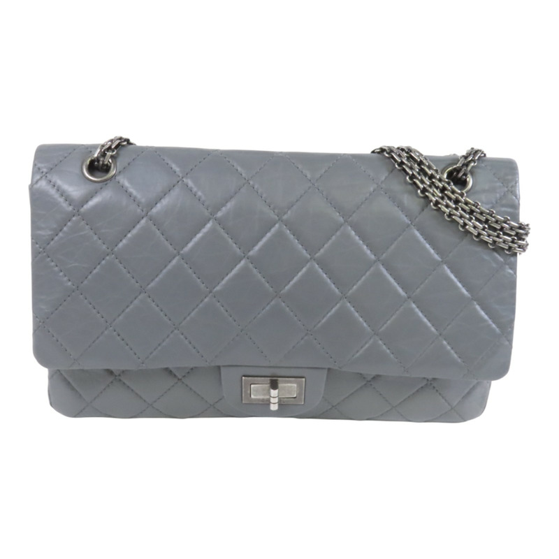 CHANEL 牛皮皮革2.55銀扣鏈帶肩背袋-0