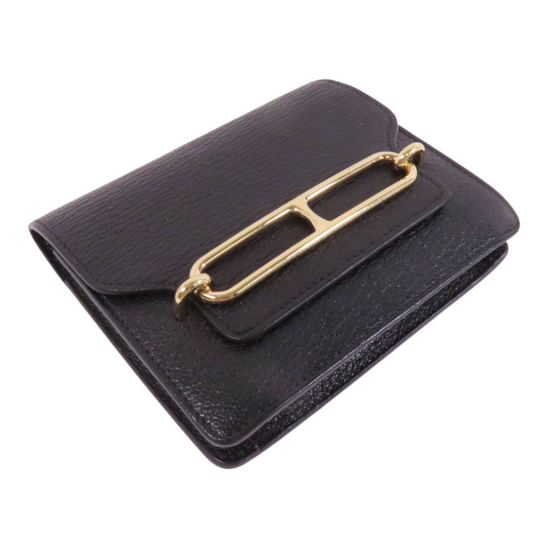 HERMES Chevre皮革Roulis Slim金扣短錢包-2