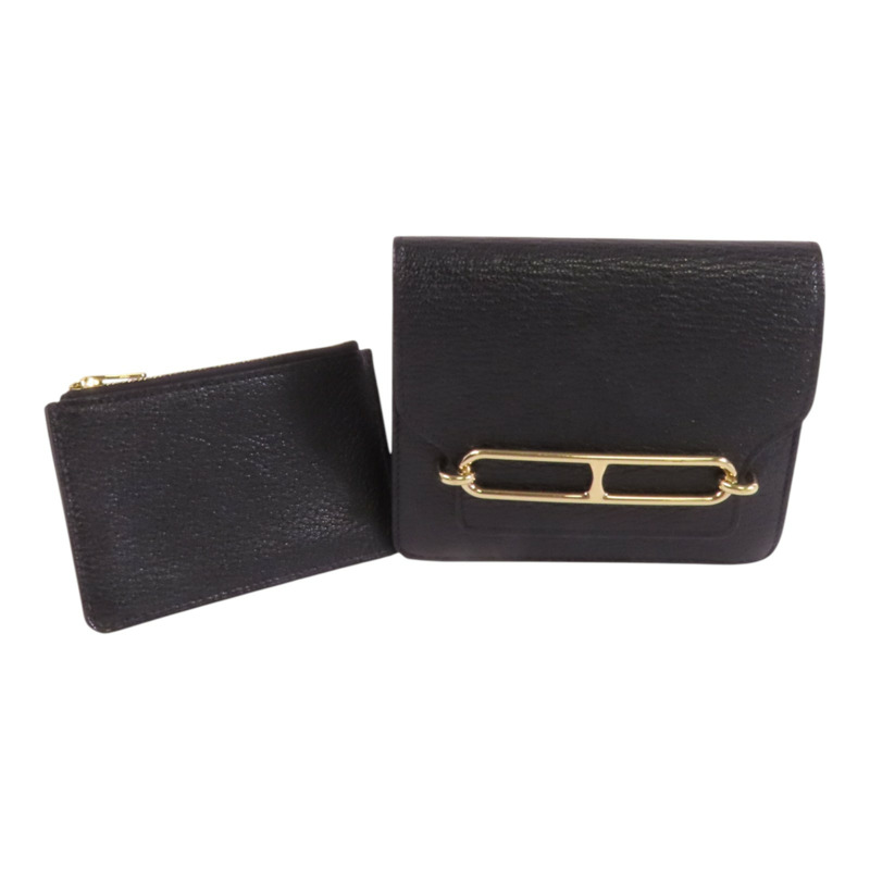 HERMES Chevre皮革Roulis Slim金扣短錢包-9