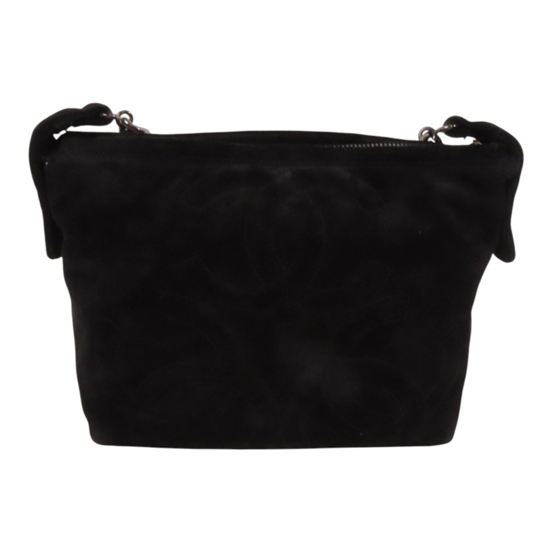 CHANEL 麂皮皮革Vintage Chain Shoulder Bag銀扣鏈帶肩背袋-0