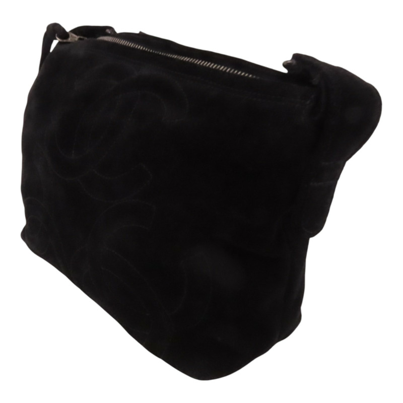 CHANEL 麂皮皮革Vintage Chain Shoulder Bag銀扣鏈帶肩背袋-1