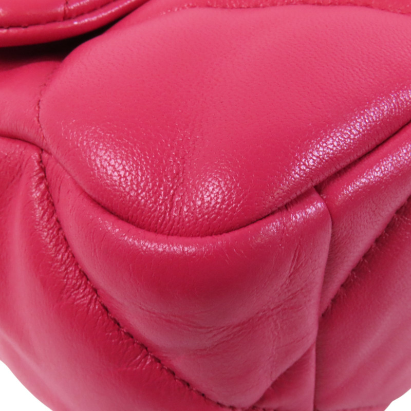 CHANEL 羊皮皮革C19金扣鏈帶手挽肩背兩用袋-10