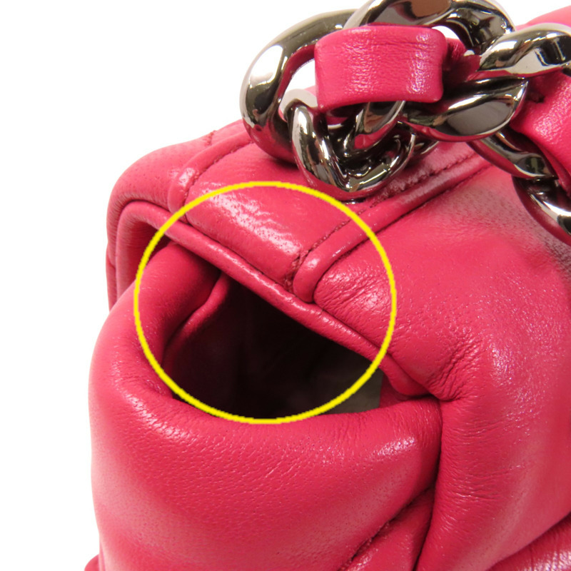 CHANEL 羊皮皮革C19金扣鏈帶手挽肩背兩用袋-16