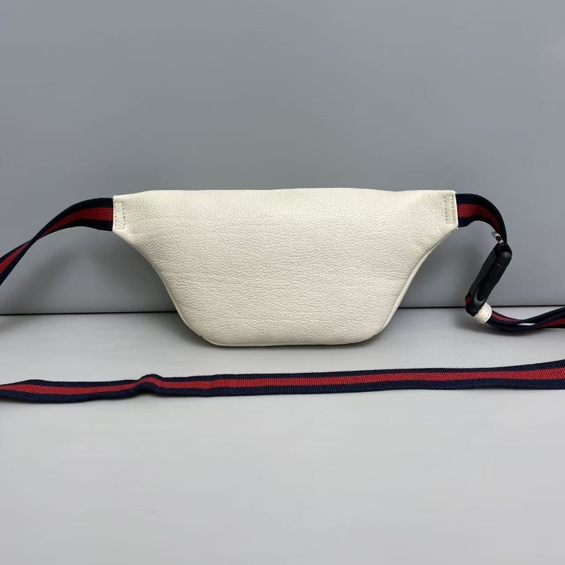 Gucci古馳 Print小號白色牛皮長肩帶腰包胸包-1