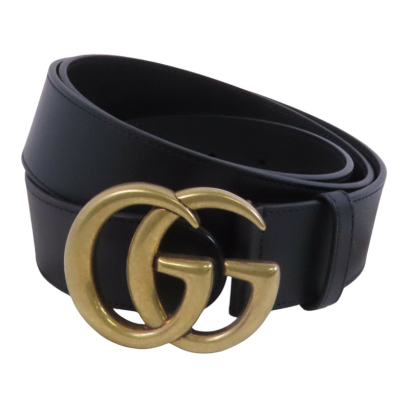 GUCCI 牛皮皮革GG Marmont Wide Belt金扣皮帶-0
