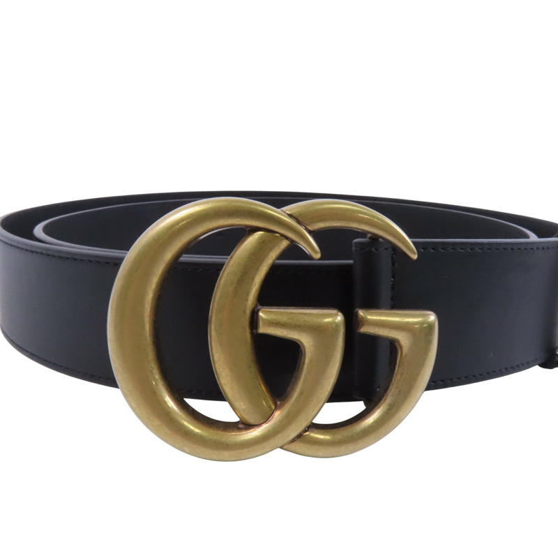 GUCCI 牛皮皮革GG Marmont Wide Belt金扣皮帶-4