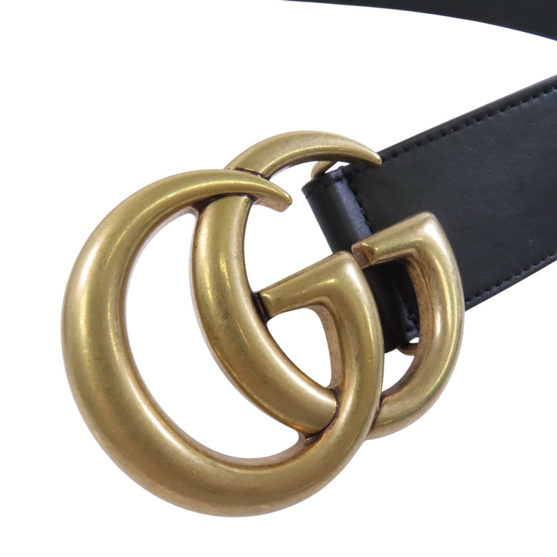 GUCCI 牛皮皮革GG Marmont Wide Belt金扣皮帶-6