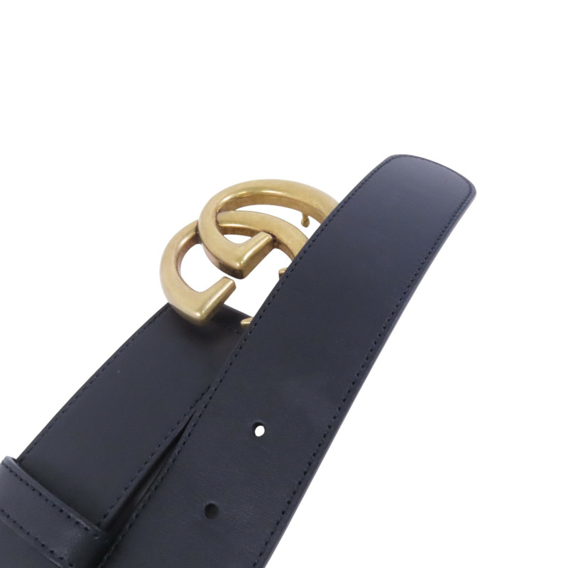 GUCCI 牛皮皮革GG Marmont Wide Belt金扣皮帶-9