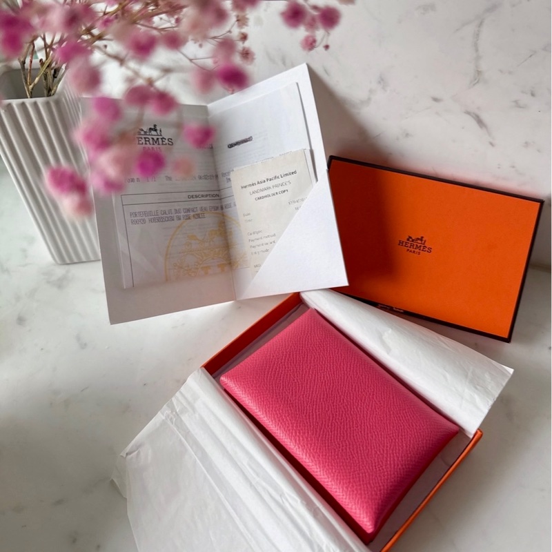 HERMES Calvi Duo 蜜桃粉銀釦-0