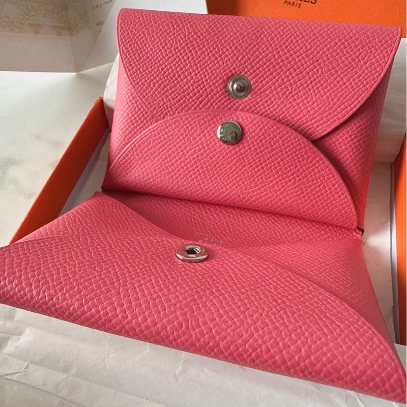 HERMES Calvi Duo 蜜桃粉銀釦-4