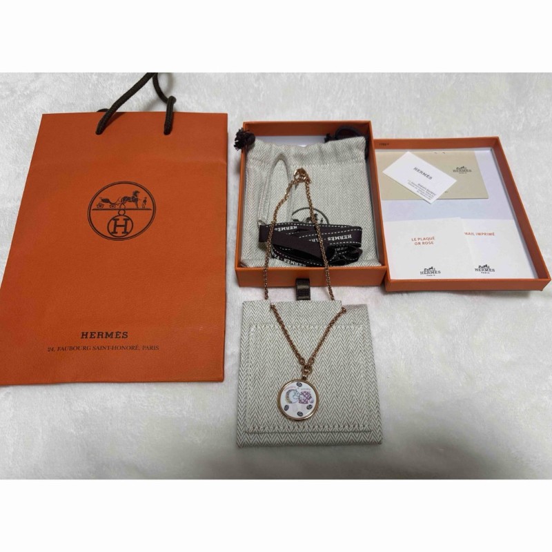 全新 愛馬仕 Medaille Funny Ice Cream 玫瑰金 項鍊-1