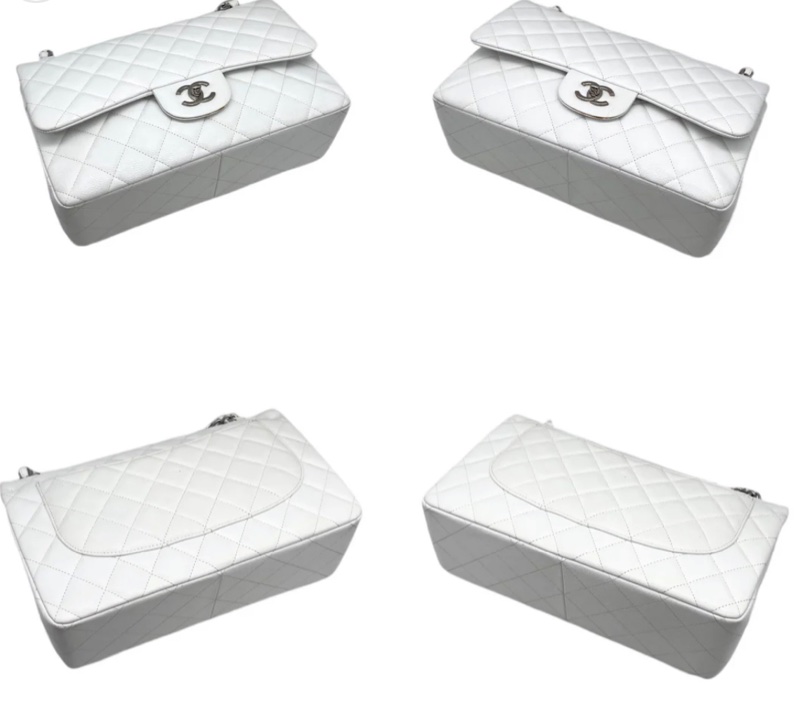 「JL精品代購」極新 Chanel白銀荔枝牛皮荔枝牛皮Jumbo cf 30 雙鏈條雙翻蓋包-9