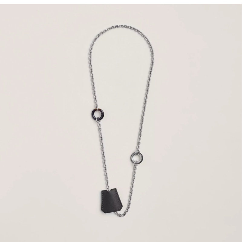 全新未使用 愛馬仕 Hermes box皮 項鏈-7