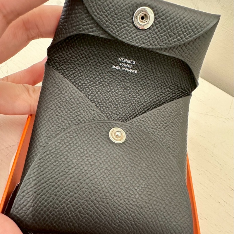 Hermes Bastia 黑色豆腐零錢包 B刻-5