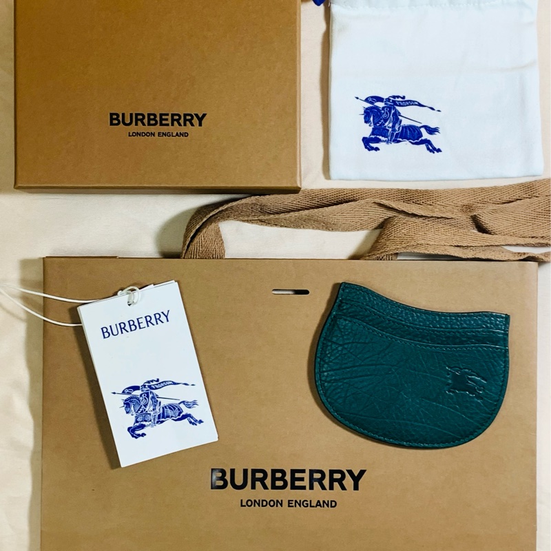 🎁全新盒裝2024新款 Burberry 巴寶莉深綠 馬鞍戰馬名片夾/卡夾-0