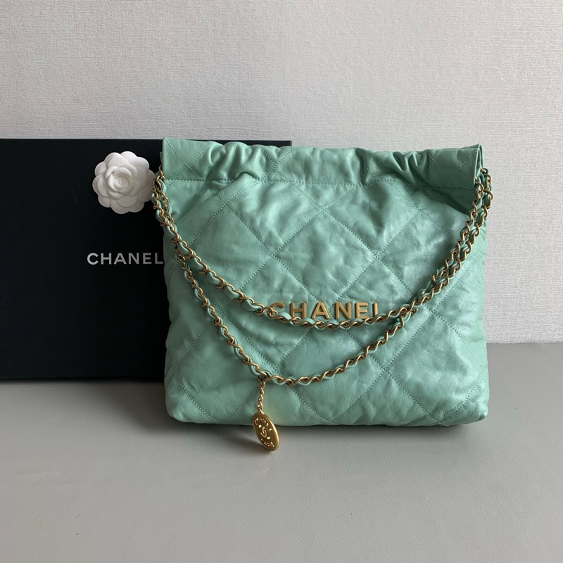 Chanel 香奈兒22Bag薄荷綠 金色logo 小號tote 超難買的顏色-1