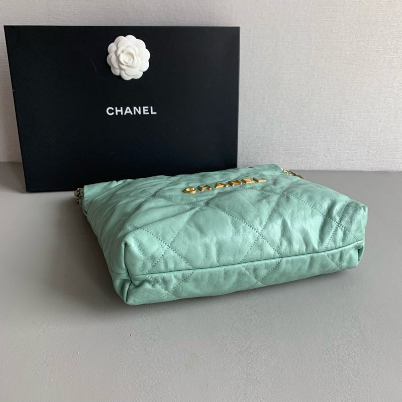 Chanel 香奈兒22Bag薄荷綠 金色logo 小號tote 超難買的顏色-6