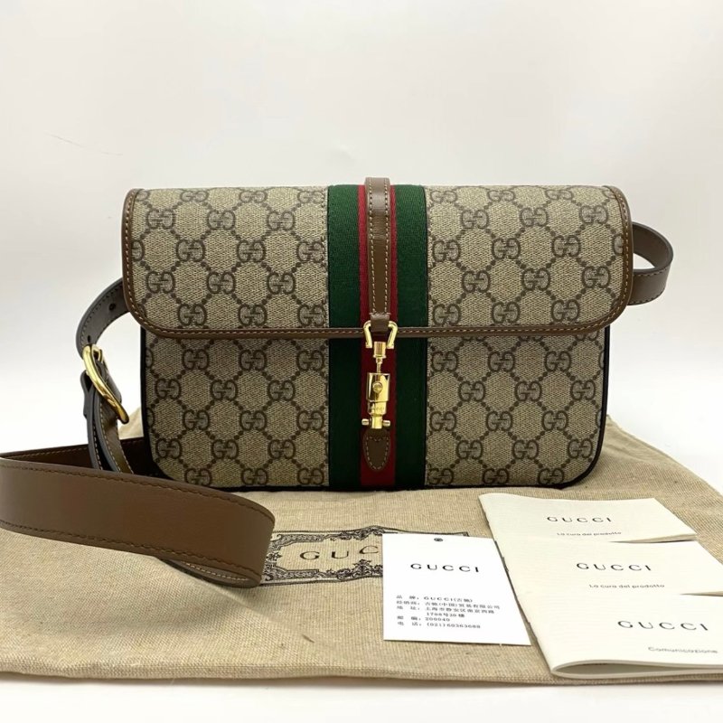 GUCCI 老花Jackie1961老花胸包腰包25*16*3 全新閒置配件塵袋吊牌-0