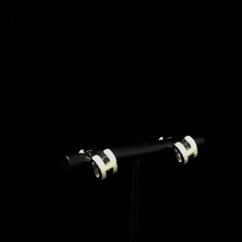 HERMES 白色迷你Pop H耳環 98新配件盒子-2