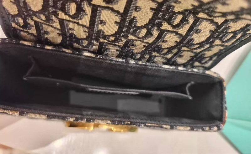 DIOR 藍色老花金扣mini蒙田盒子包 18*12*5.5 99新配件塵袋-5