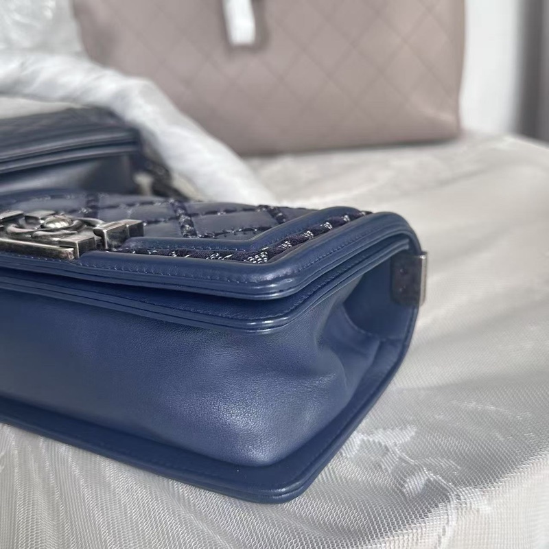 全配🈶購證♥️ 香奈兒海軍藍leboy小號-7