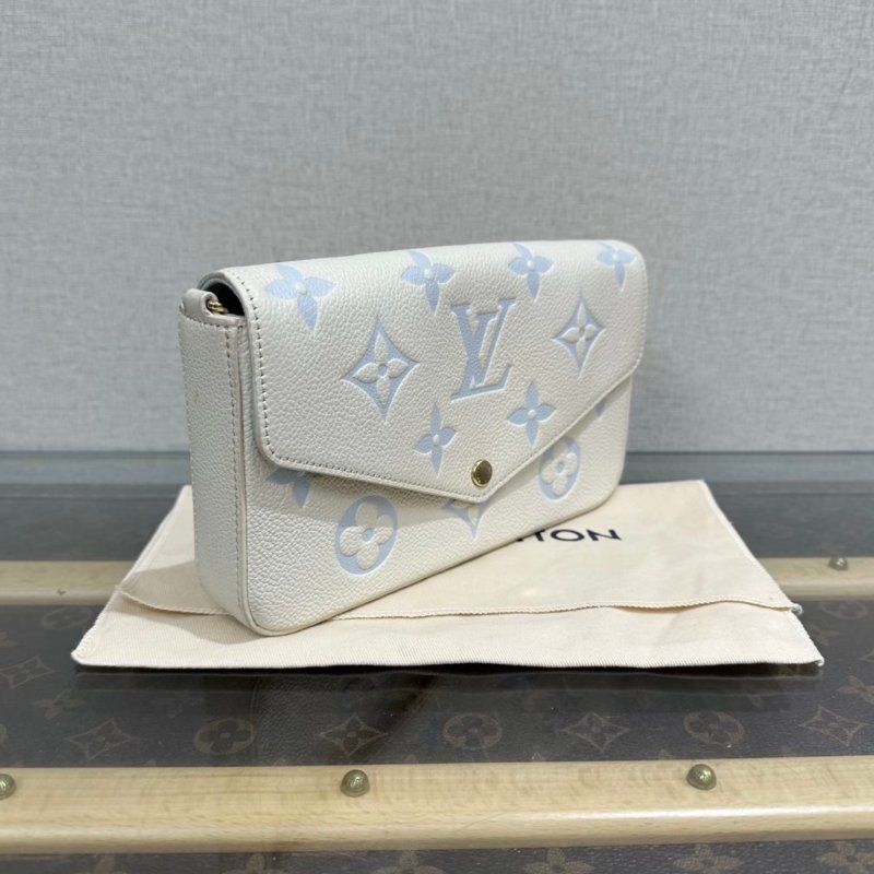 LV拼色金扣三合一肩背斜背鏈條包芯片款21*12*3 99新配件塵袋-1