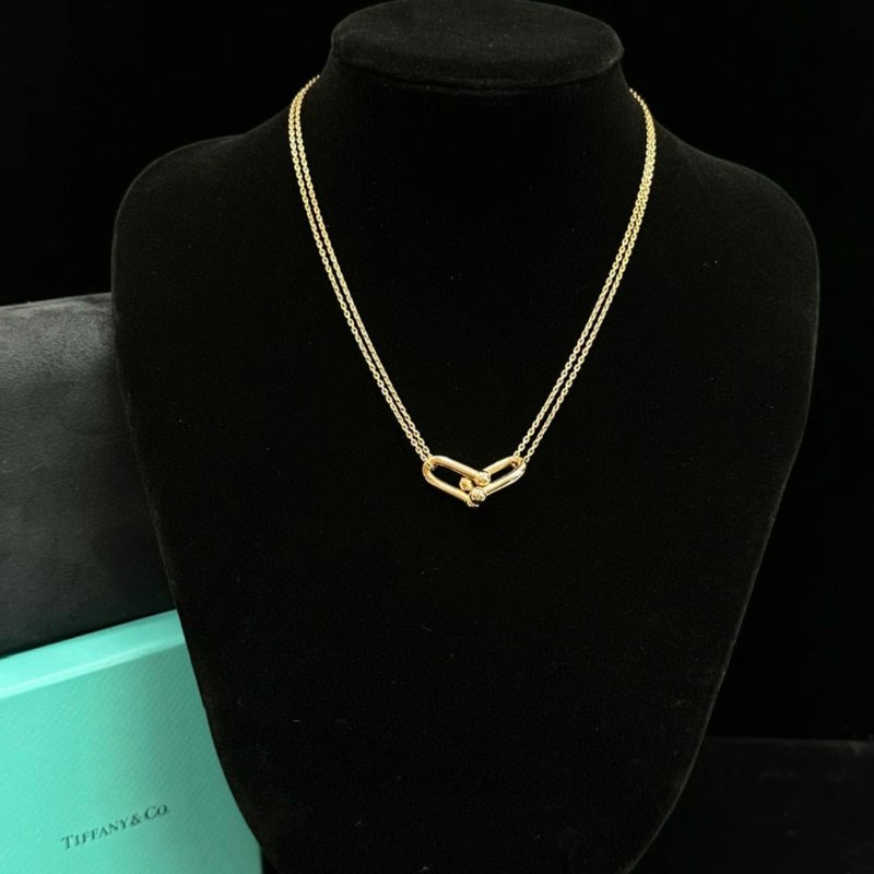 TIFFANY HardWear系列18K玫瑰金雙鏈環項鍊 鏈長40cm 98新配件盒子-0