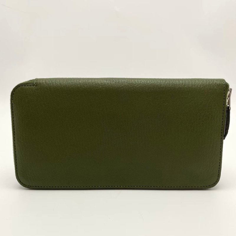 HERMES 橄欖綠銀扣長款錢包卡包11*20 98新-5