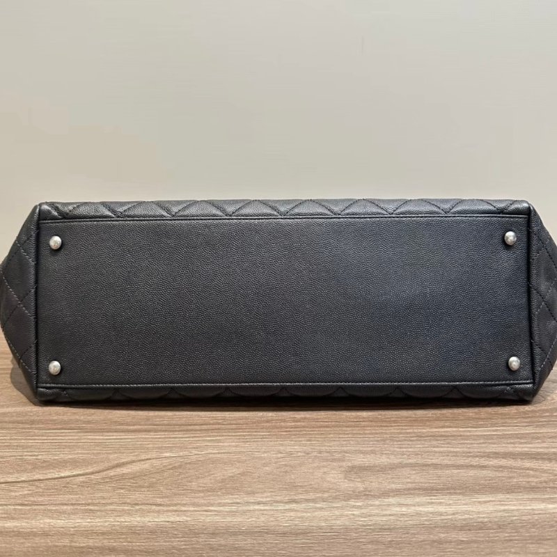 CHANEL 黑銀魚子醬2way子母肩背托特包37*25*15 98新配件塵袋-3