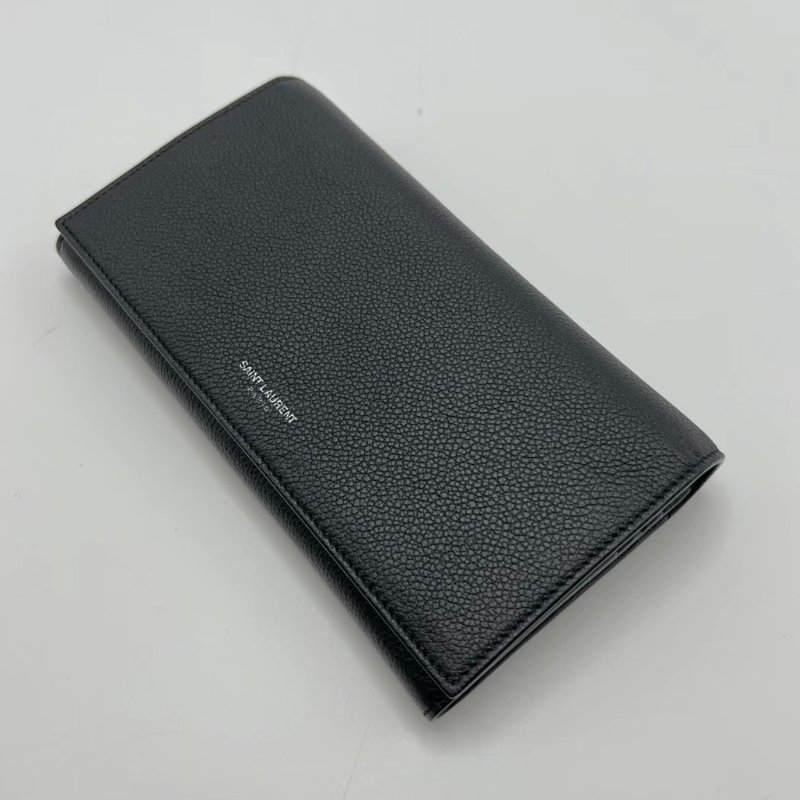 YSL 黑銀長款翻蓋手拿錢包 19*10*3 98新配件塵袋-4