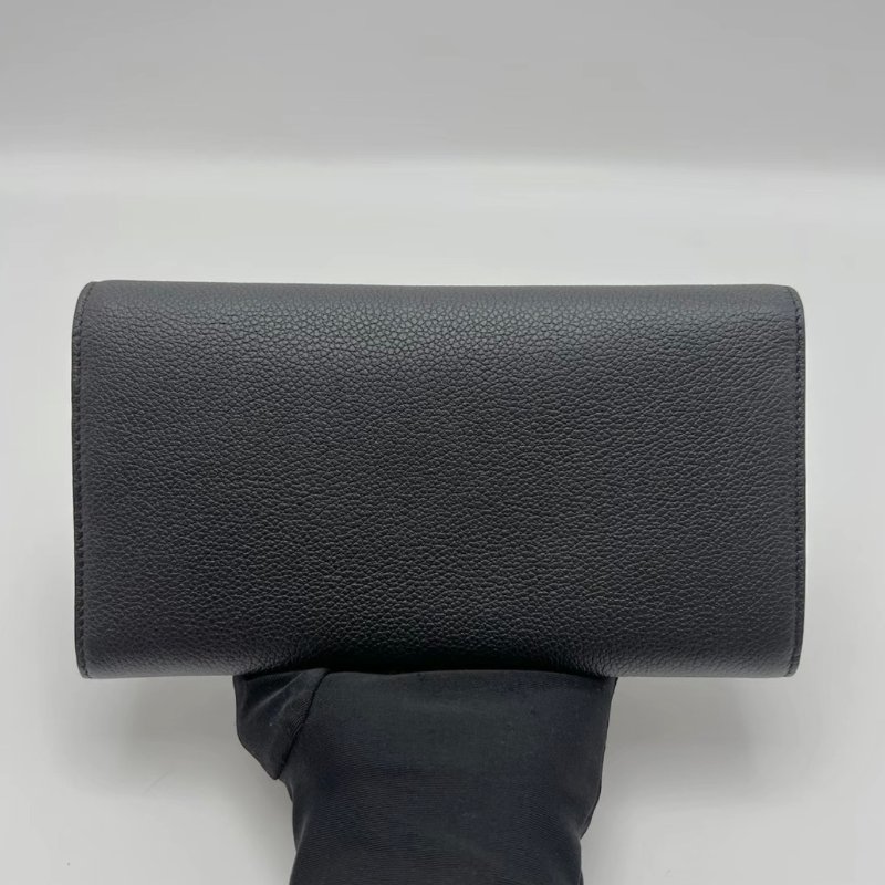YSL 黑銀長款翻蓋手拿錢包 19*10*3 98新配件塵袋-5