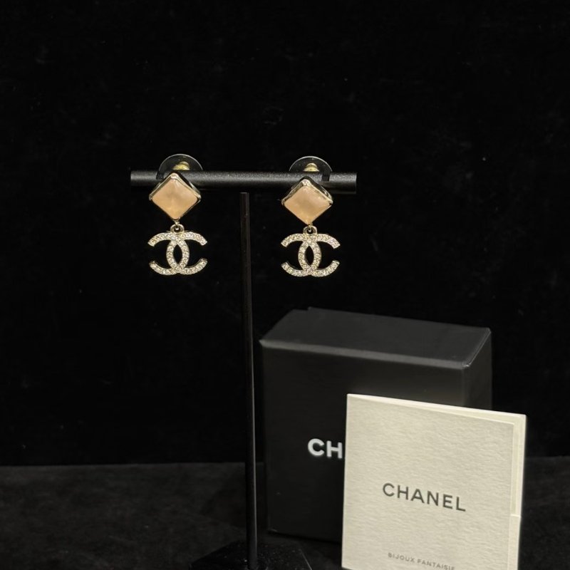 CHANEL 22B方形雙C鑲鑽耳釘 98新配件盒子-0