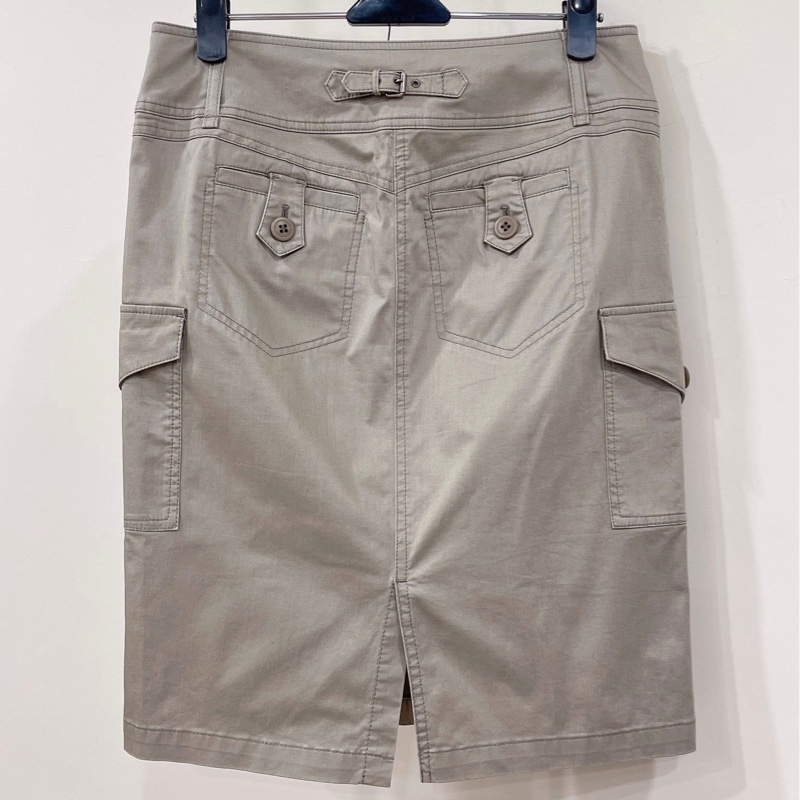 Burberry藍標 卡其口袋彈性戰馬窄裙-1